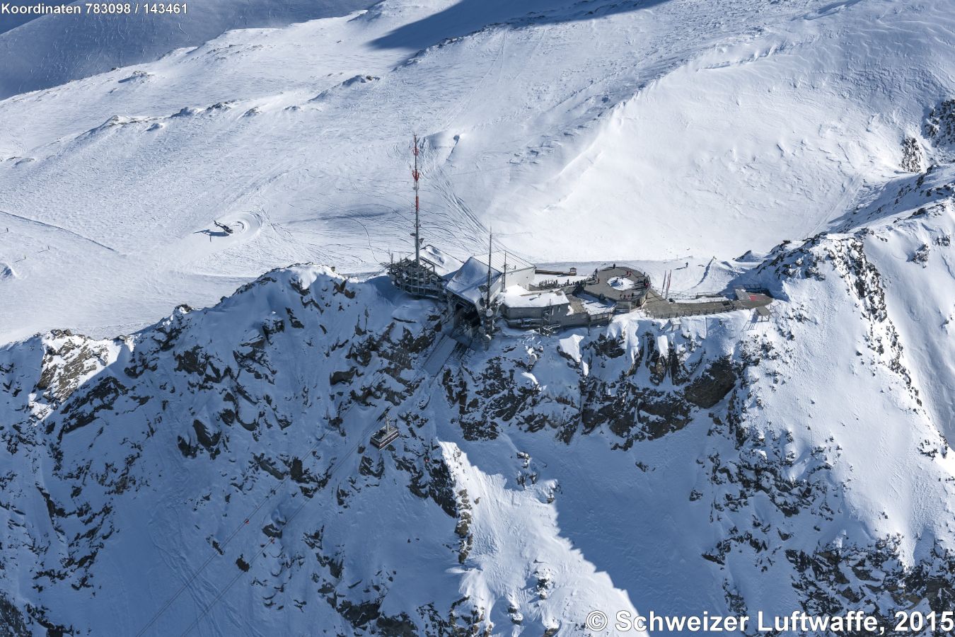 Corvatsch, Bergstation, Seilbahn von Silvaplana-Surlej, via Mittelstation Murtel. Von hier Weg zum Lej da la Fuorcla.